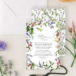 Little Wildflower Script Floral Baby Shower Invitation