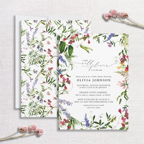Little Wildflower Script Floral Baby Shower Invitation