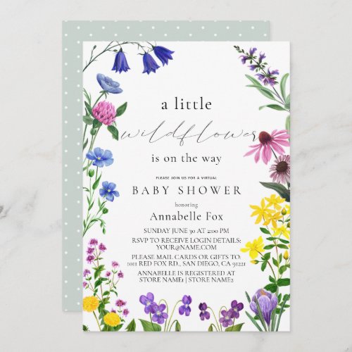 Little Wildflower Script Virtual Baby Shower Invitation
