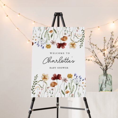 Little Wildflower Spring Baby Shower Welcome Sign