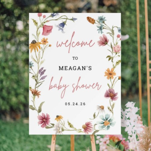 Little Wildflower Spring Baby Shower Welcome Sign