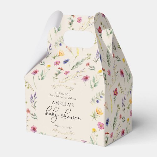 Little Wildflower Spring Floral Beige Baby Shower Favor Boxes