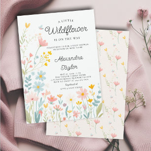 Little Wildflower Tiny Whimsical Baby Girl Shower Invitation