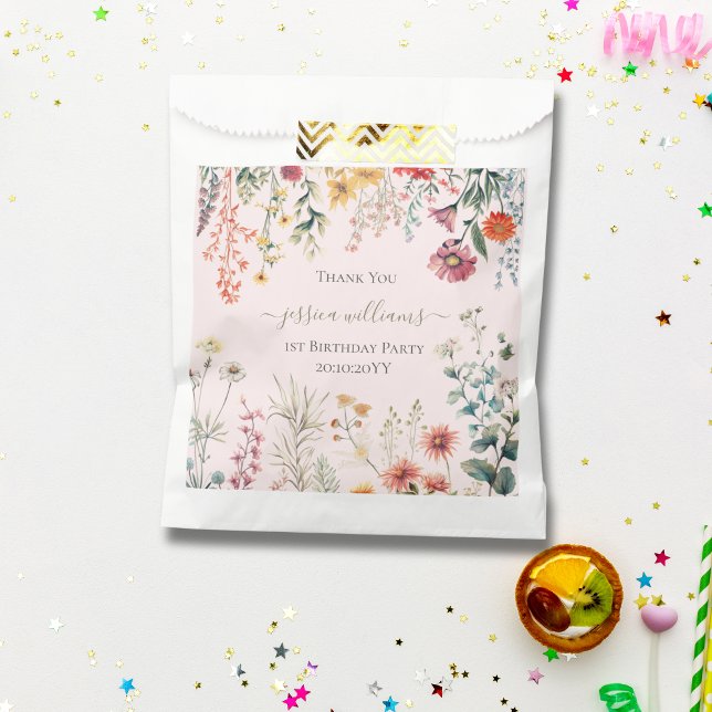 Little Wildflower Turning One Pretty 1st Birthday  Favor Bag (Creator Uploaded)