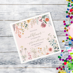 Little Wildflower Turning One Pretty 1st Birthday  Napkins