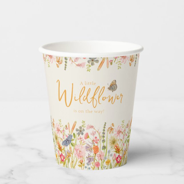Little Wildflower Vintage Botanical Baby Shower  Paper Cups (Front)