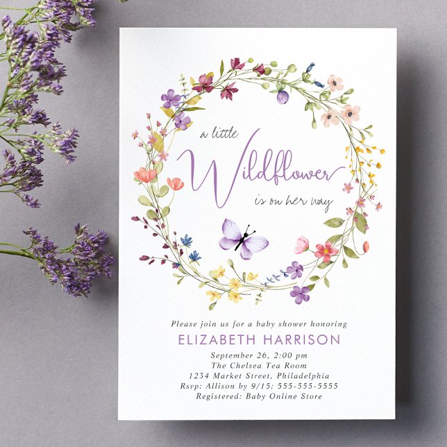 Little Wildflower Watercolor Baby Girl Shower Invitation (Creator Uploaded)