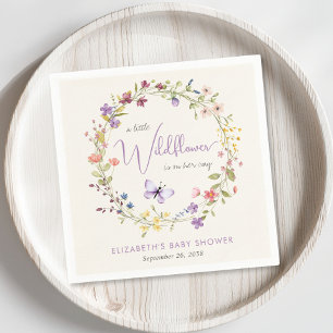 Little Wildflower Watercolor Baby Girl Shower Napkins