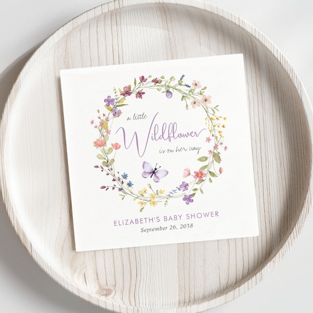 Little Wildflower Watercolor Baby Girl Shower Napkins (Creator Uploaded)