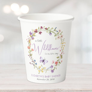 Little Wildflower Watercolor Baby Girl Shower Paper Cups
