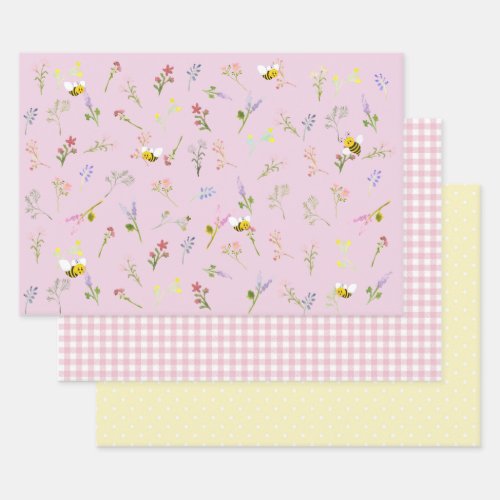 Little Wildflower Wrapping Paper  Set of 3 