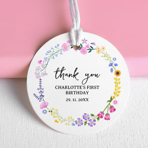 Little Wildflower Wreath Garden Party Thank You Favor Tags