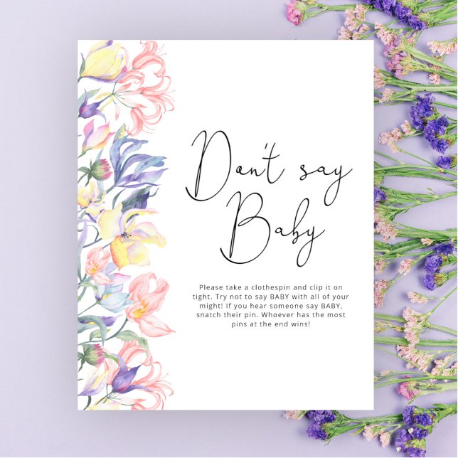 Little wildflowers baby shower Don't say baby Poster (Creator Uploaded)