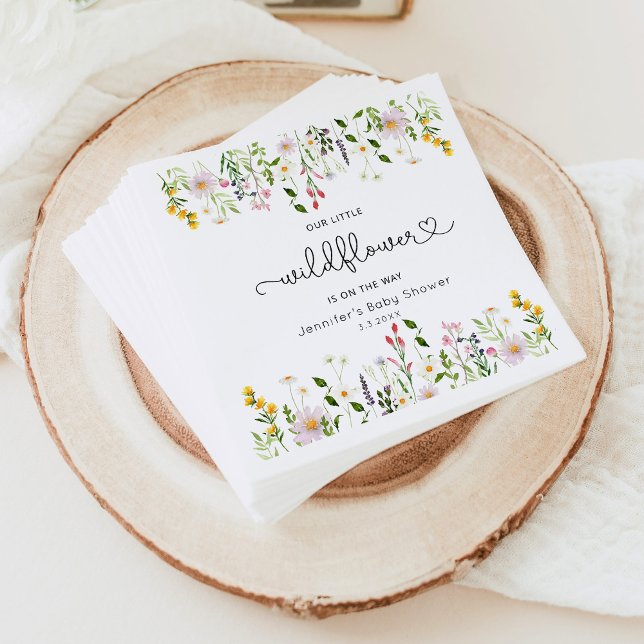 Little wildflowers is on the way baby shower napkins (Creator Uploaded)