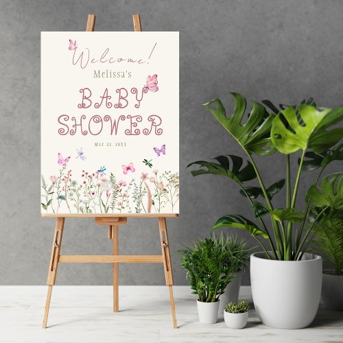 Little Wildlfower Girl Baby Shower Welcome Sign