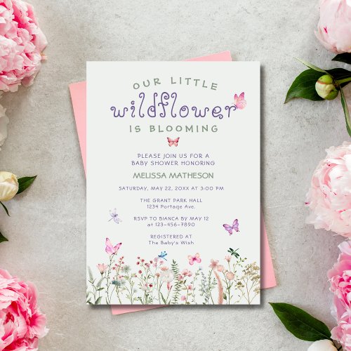 Little Wildlfower Is Blooming Girl Baby Shower Invitation