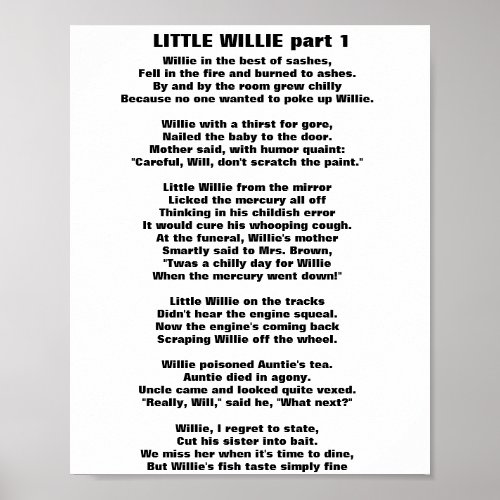 LITTLE WILLIE POEM part 1 Poster