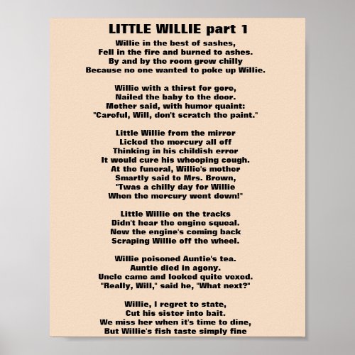 LITTLE WILLIE POEM part 1 Poster