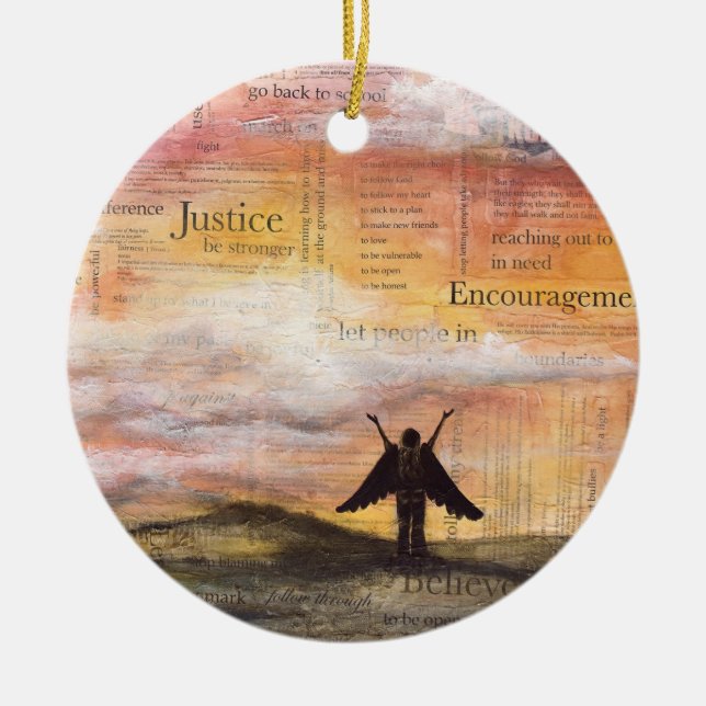 "Little Wings" Ceramic Ornament (Front)