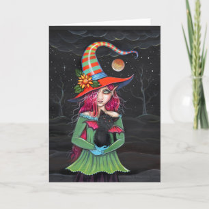 'Little Wings' Halloween Witch Cat Card