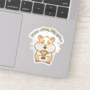 Little Wins Big Grins – Cute Hamster Trophy Sticker