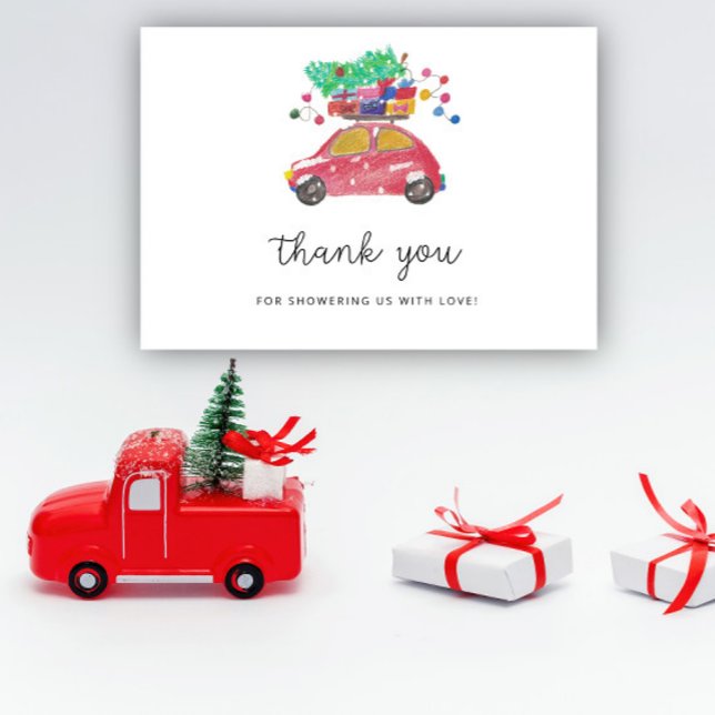 Little winter car baby shower thank you  card (Creator Uploaded)