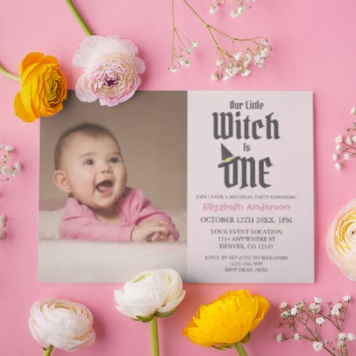 Little Witch 1st Birthday Invitation
