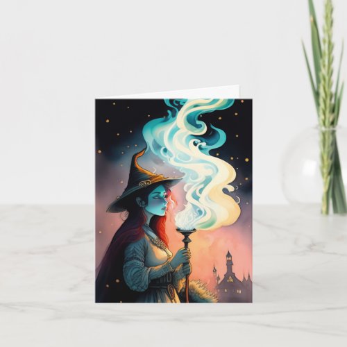 Little Witch and Magic Wand Halloween Card