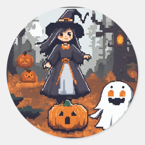Little Witch and the Ghost in the Woods Classic Round Sticker