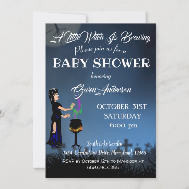 Little Witch Baby Shower Halloween Spooky Invitation (Front)