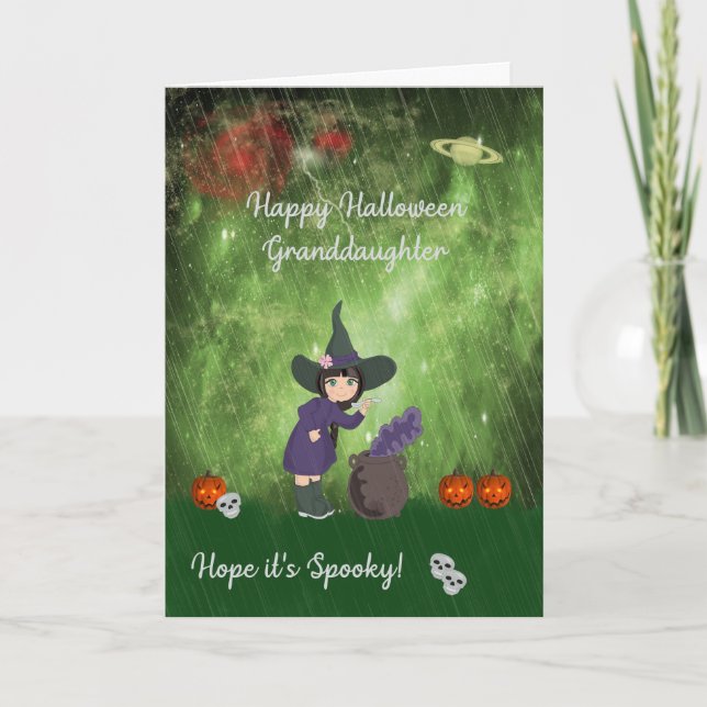 Little Witch & Brew Greeting Card  Granddaughter (Front)