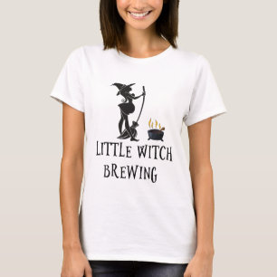 Little Witch Brewing Halloween Pregnant Mom Matern T-Shirt