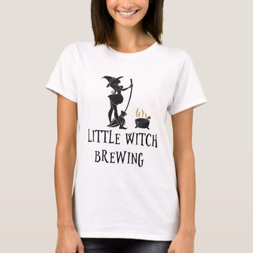 Little Witch Brewing Halloween Pregnant Mom Matern T_Shirt