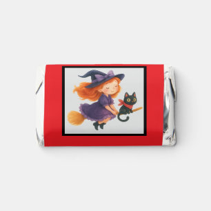 Little Witch & Cat Flying Halloween Baby Shower Hershey's Miniatures