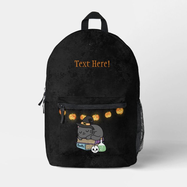 Little Witch Cat Printed Backpack (Front)