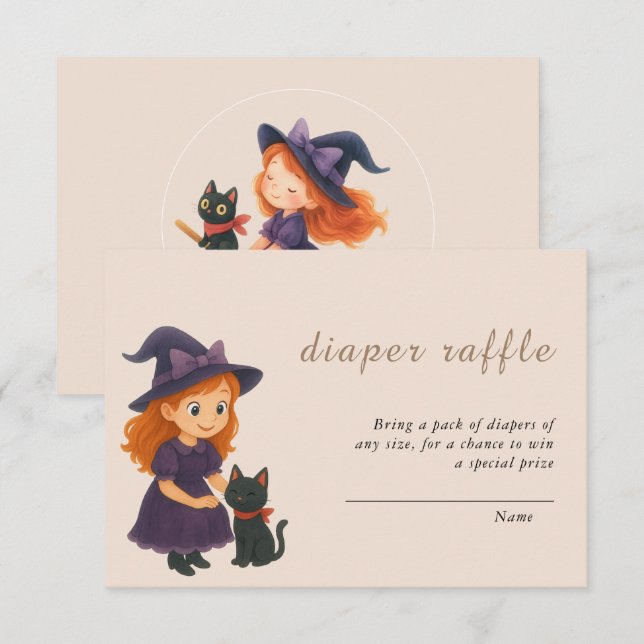 Little Witch & Cat Theme Baby Shower Book for Baby Enclosure Card (Front/Back)