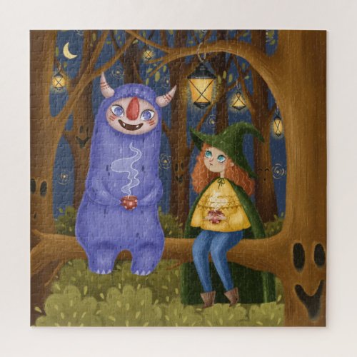Little Witch  Ghoul Tea Party in Forest Puzzle