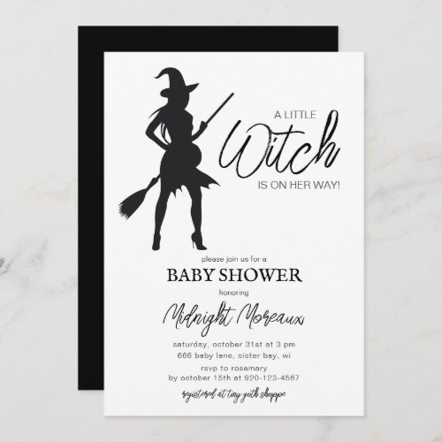 Little Witch Halloween Baby Shower Invitation