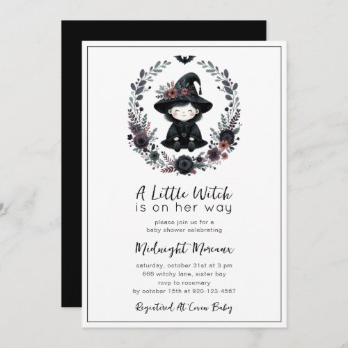 Little Witch Halloween Baby Shower Invitation