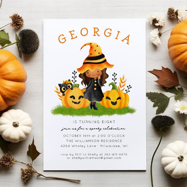 Little Witch Halloween Birthday Invitation (Creator Uploaded)