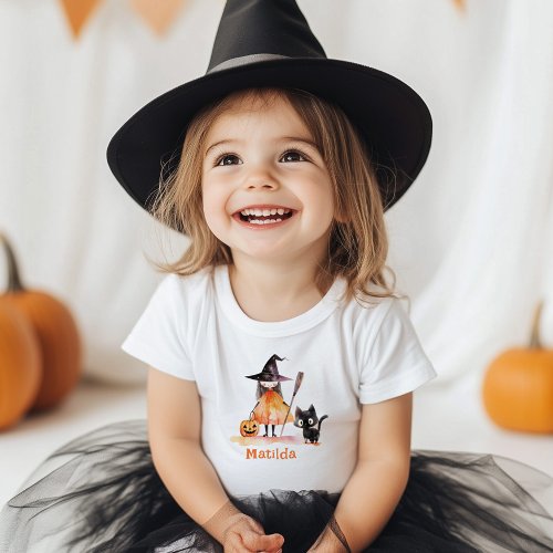 Little witch Halloween birthday party Toddler T_shirt