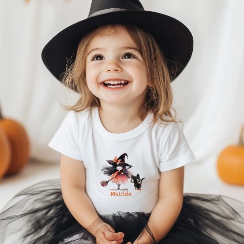 Little witch Halloween birthday party Toddler T_shirt