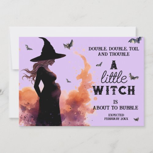 Little Witch Halloween Custom Photo Pregnancy Announcement