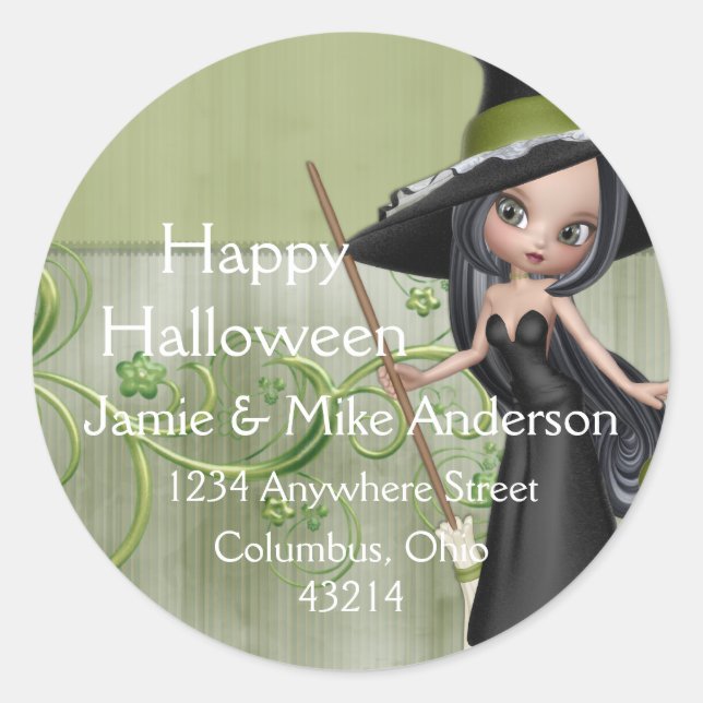 Little Witch Halloween Fall Return Address Labels (Front)