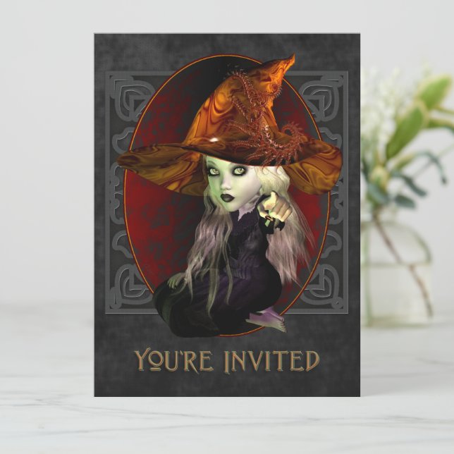 Little Witch Halloween Party X-Large Invitation (Standing Front)