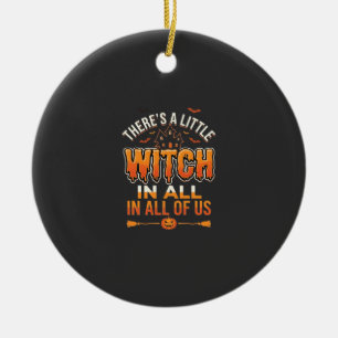 Little Witch Halloween Witch Typography Design_1 Ceramic Ornament