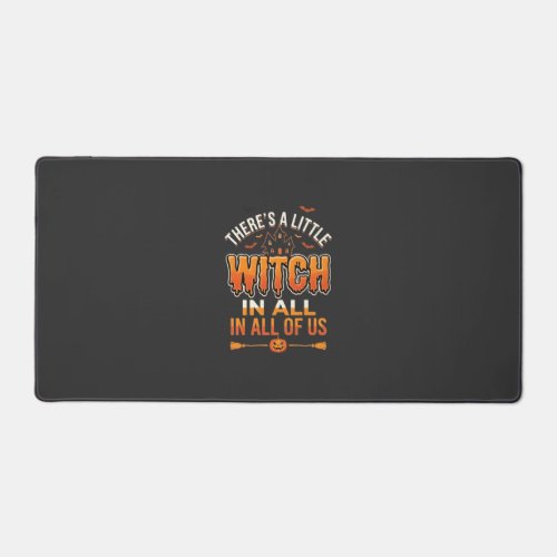 Little Witch Halloween Witch Typography Design_1 Desk Mat