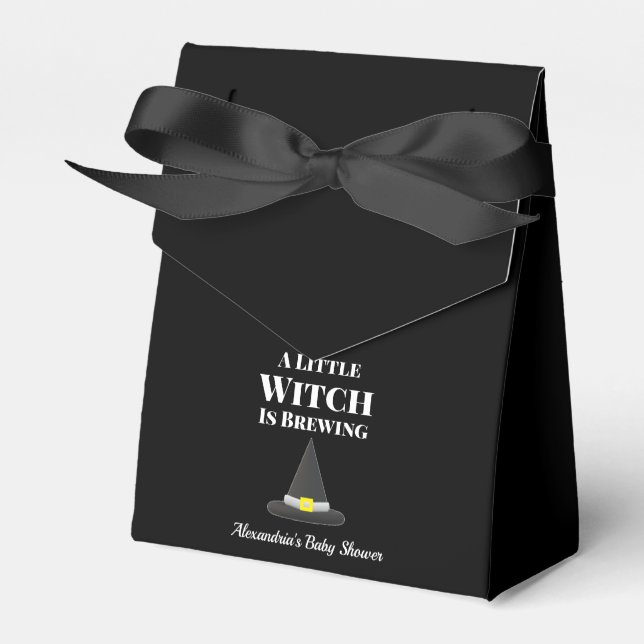 Little Witch is Brewing Halloween Baby Shower Favor Boxes (Front Side)