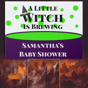 Little Witch is Brewing Halloween Baby Shower Sign