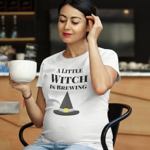 Little Witch is Brewing Halloween Pregnancy T_Shirt